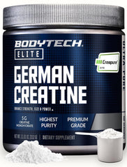 BodyTech envase frontal de Creatine Creapure mostrando etiqueta clara y beneficios
