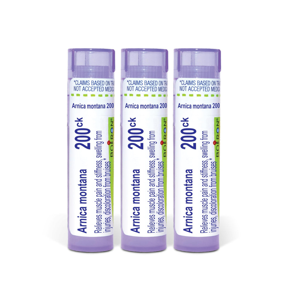 Boiron Arnica Montana front packaging showing three tubes for convenient supply