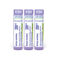 Boiron Arnica Montana front packaging showing three tubes for convenient supply