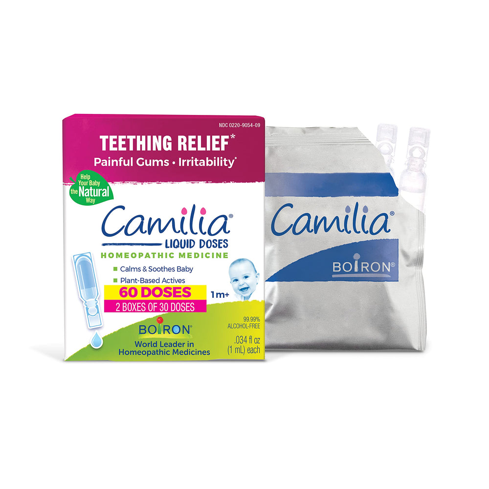 Boiron Camilia box front showing product benefits and count