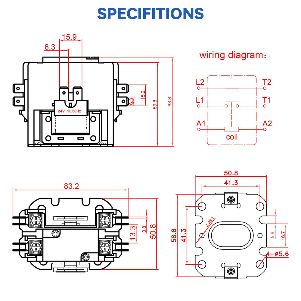 BOJACK contactor instalado en panel HVAC demostrando montaje y compatibilidad