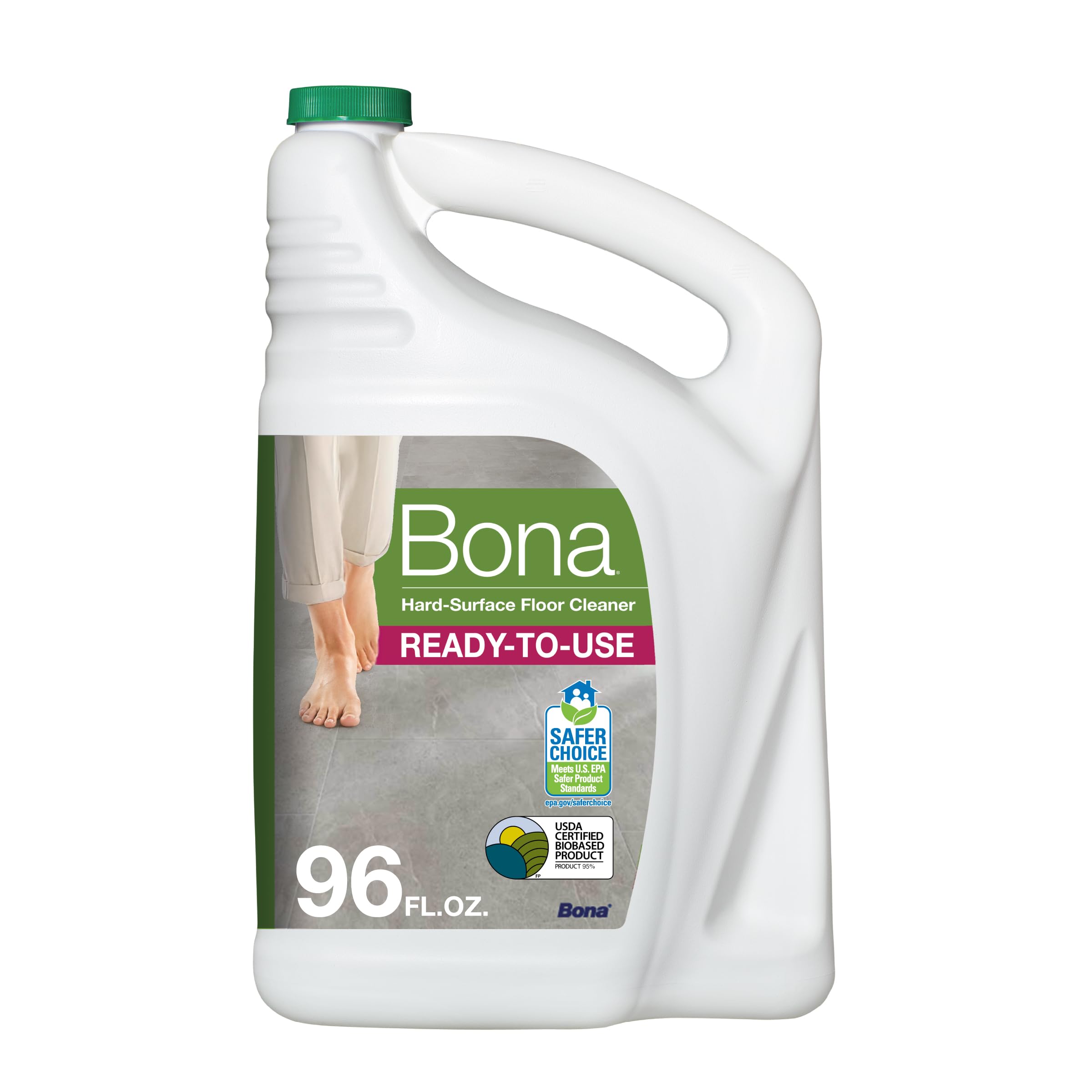 Bona envase frontal de recarga mostrando formato grande y beneficio de ahorro