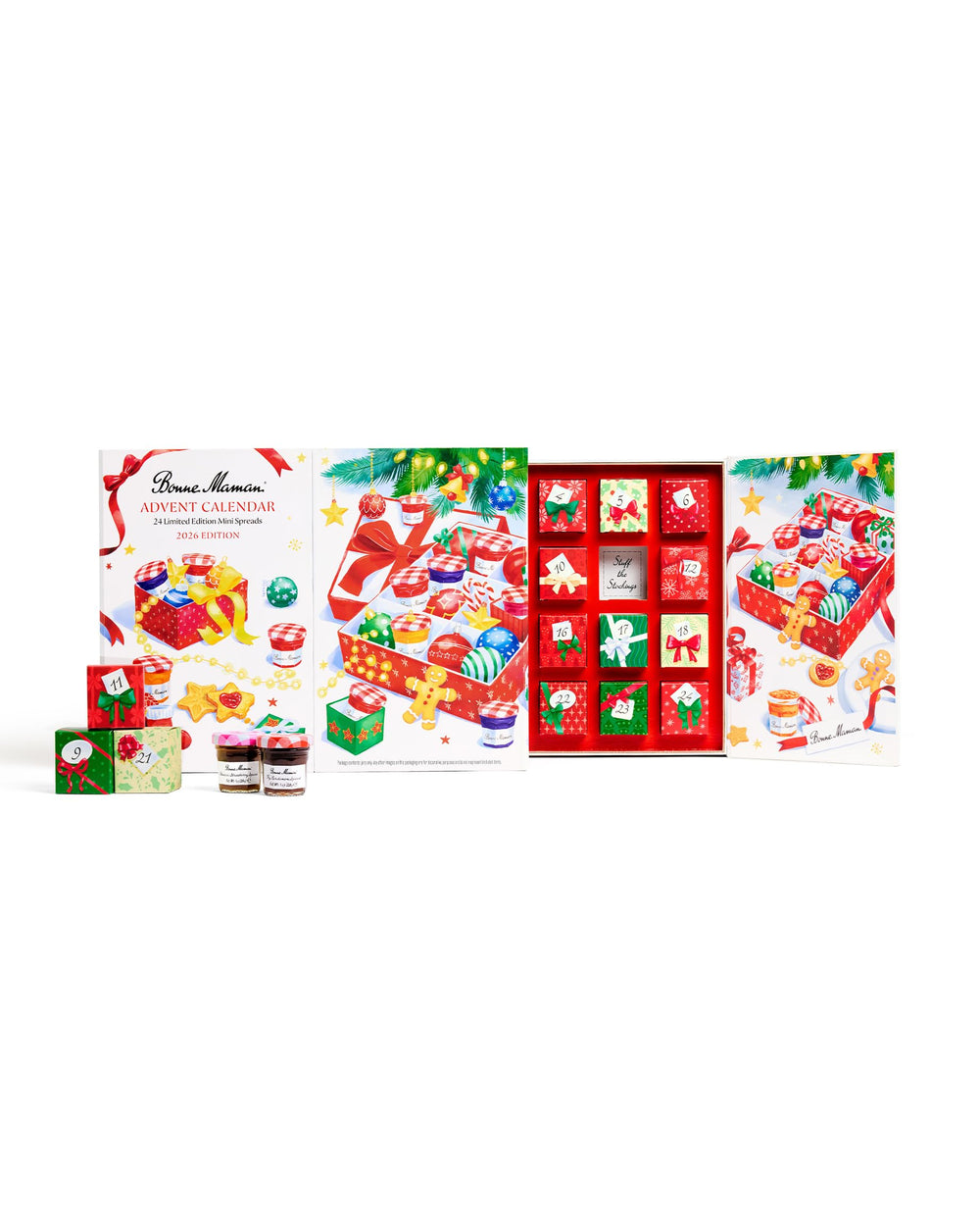 Bonne Maman open calendar door revealing a mini jar and surprise flavor for daily delight