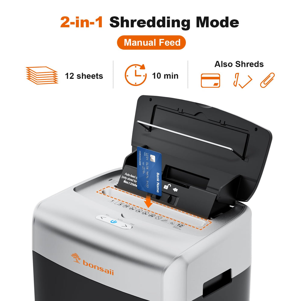 bonsaii manual feed slot closeup highlighting 12-sheet manual convenience