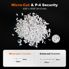 bonsaii microcut shredded papers showing tiny P-4 particles for privacy