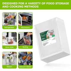 Bonsenkitchen bolsas selladas con porciones de alimentos que mantienen frescura y evitan quemaduras por congelador
