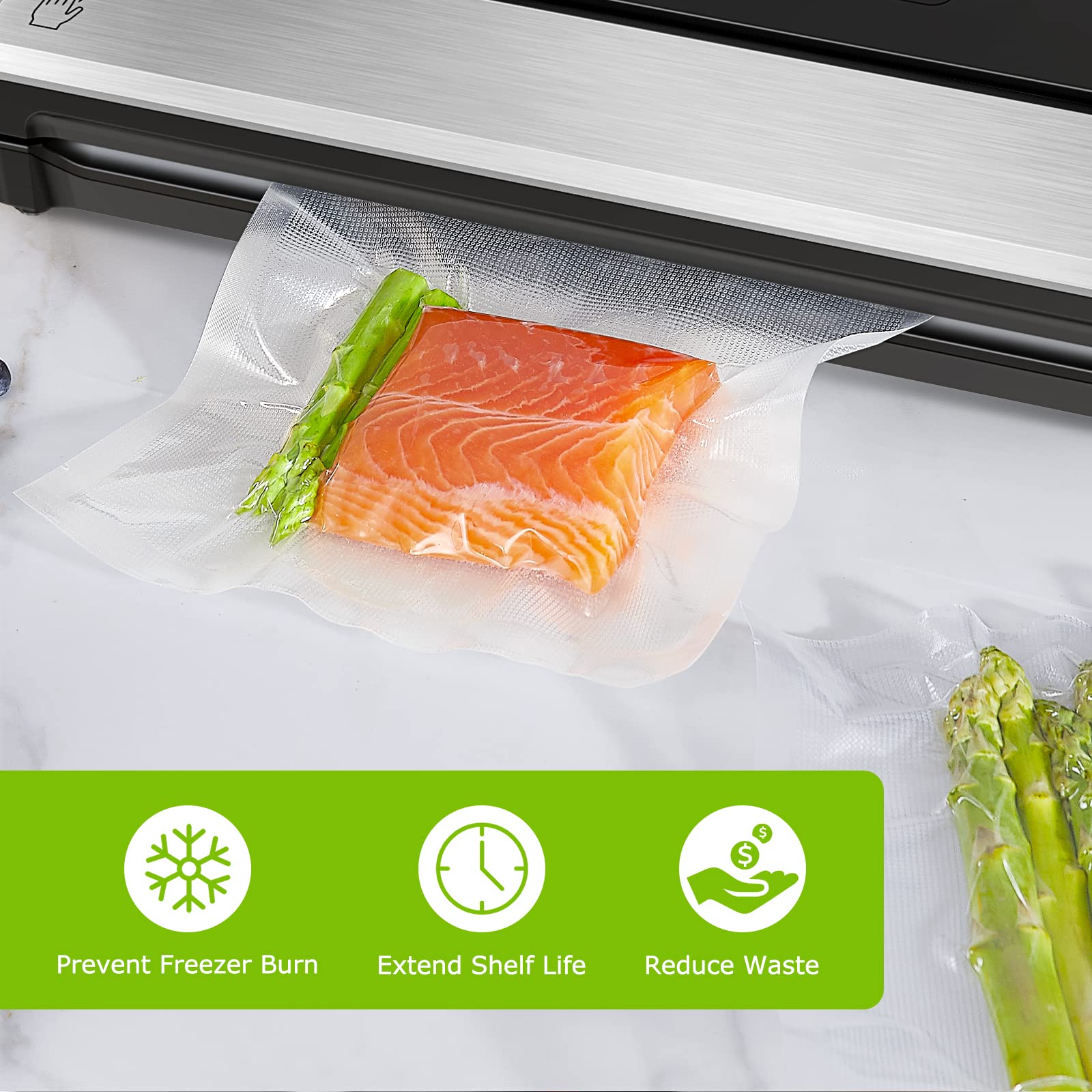 Bonsenkitchen detalle del borde de sellado que muestra diseño brillante y fácil cierre hermético