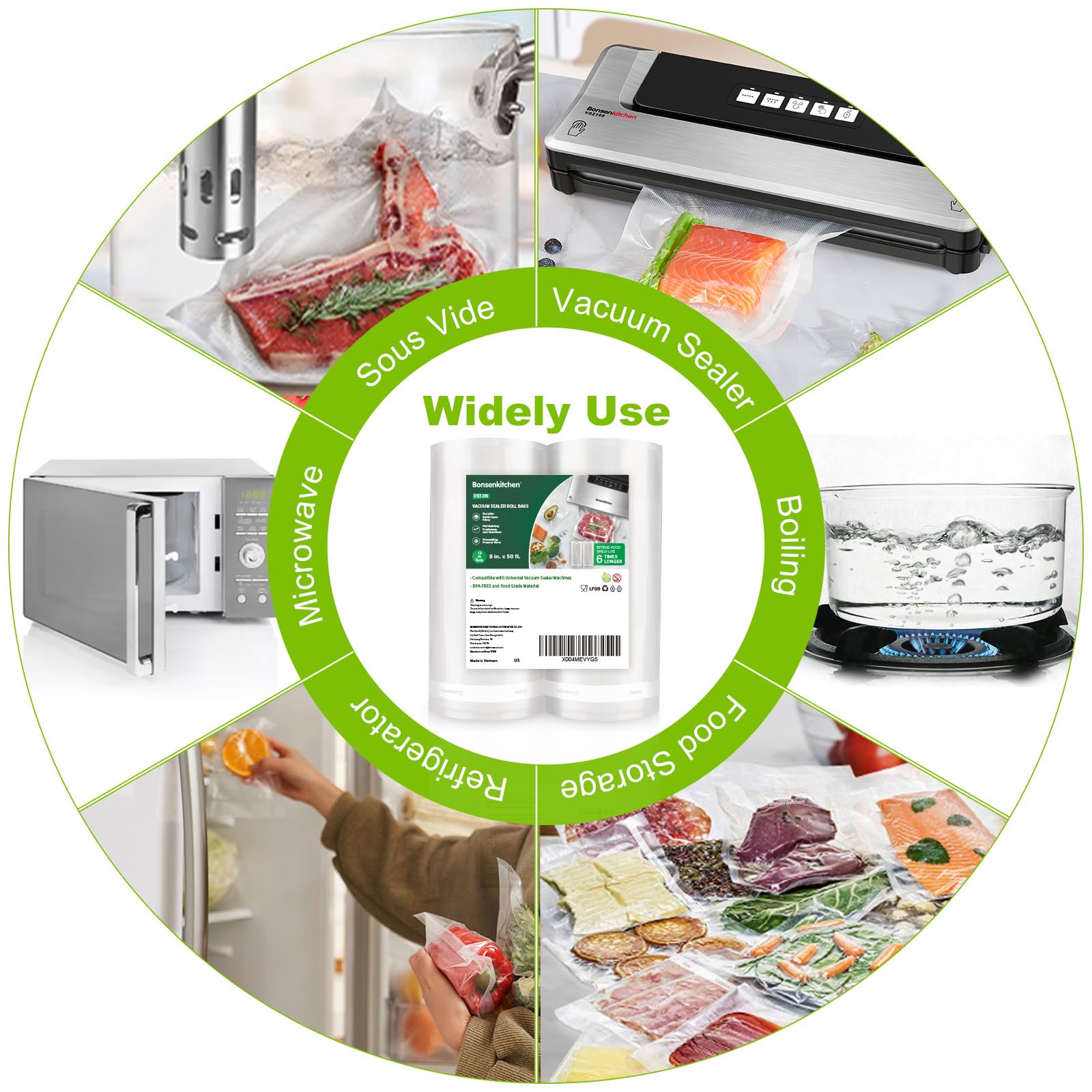 Bonsenkitchen sellado con máquina asegurando eliminación de aire eficiente