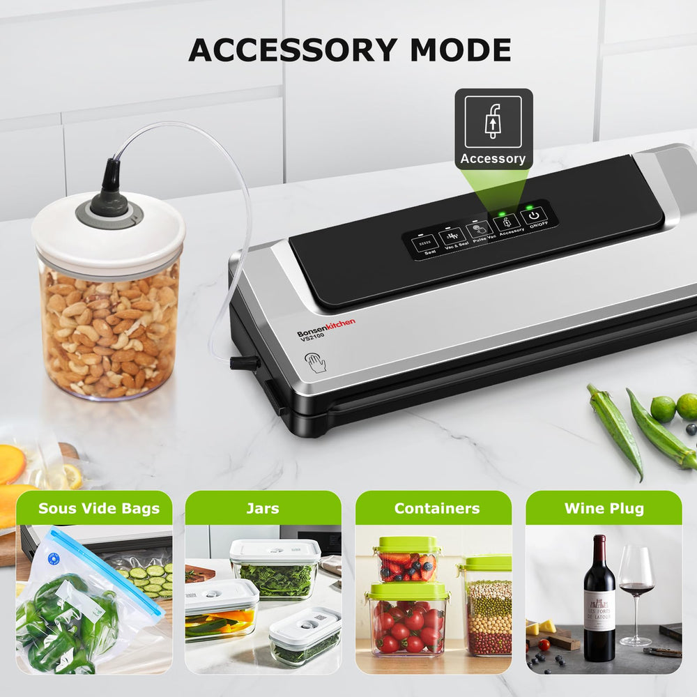 Bonsenkitchen sobre mesada junto a utensilios para comparar tamaño portátil