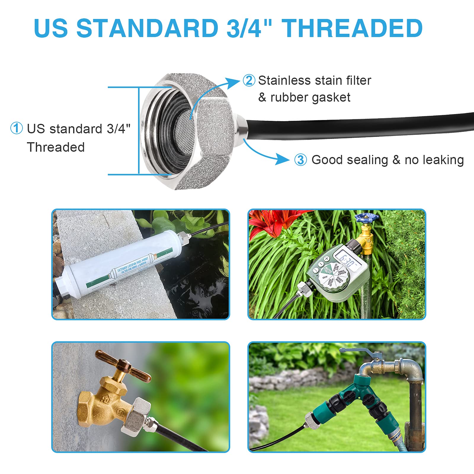 Bonviee 3/4-inch metal adapter and stainless steel filter for clean water
