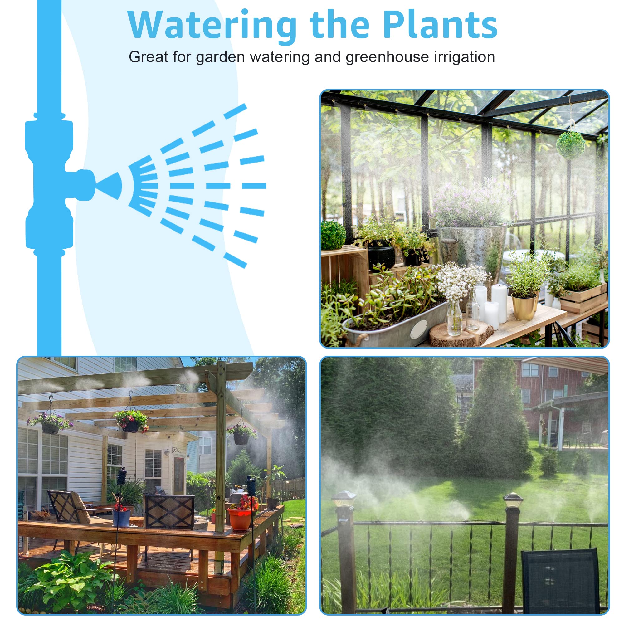 Bonviee misting line installed under umbrella providing cooler shaded seating