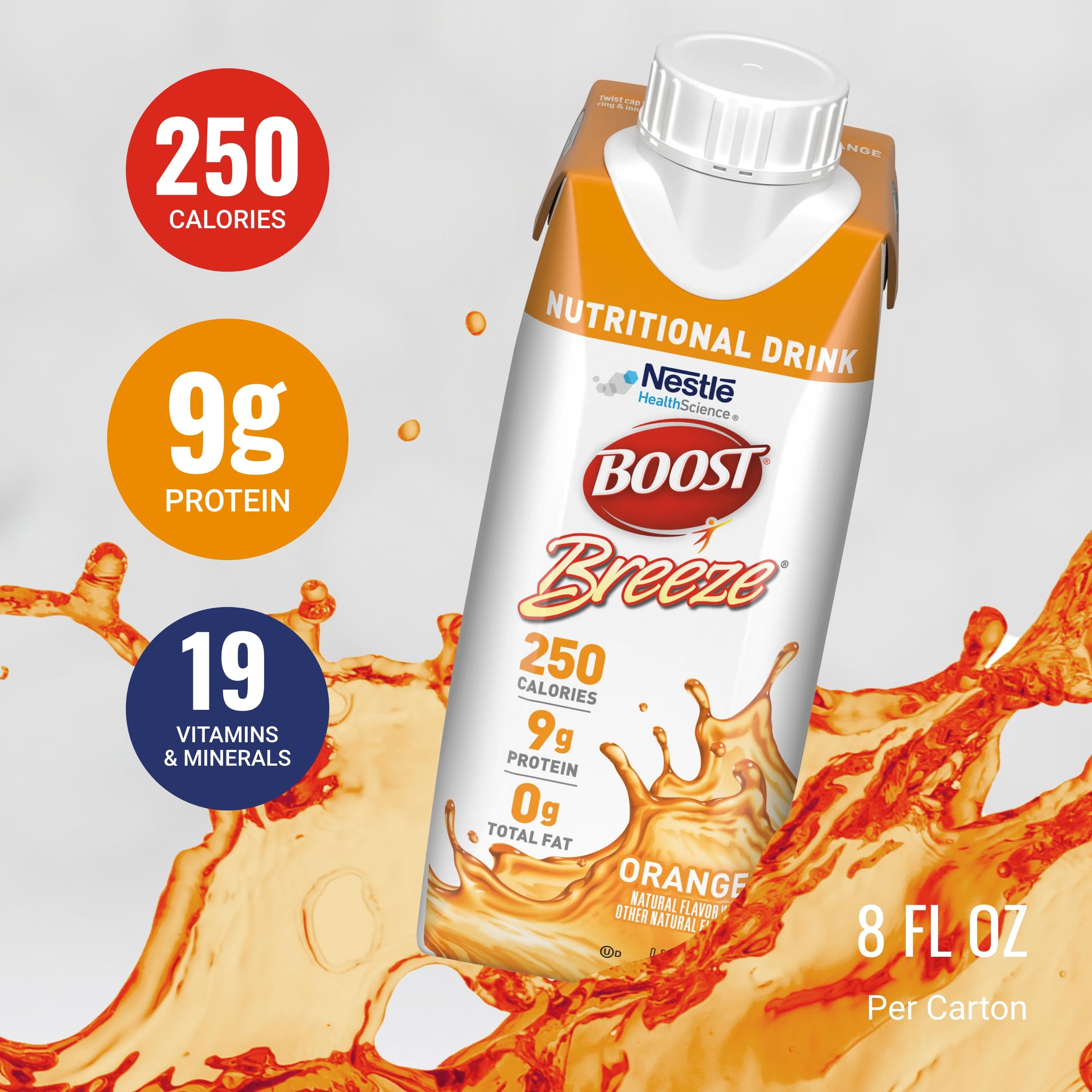 BOOST Breeze botella en mano para comparar tamaño y portableidad