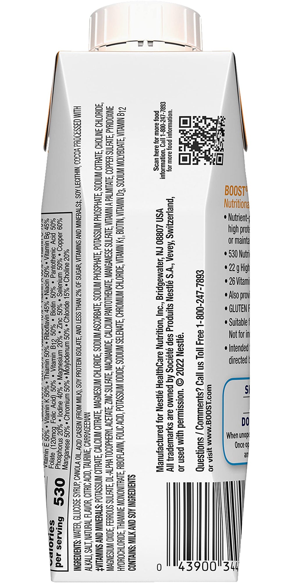 BOOST comparación de tamaño 8 fl oz para referencia de volumen reducido