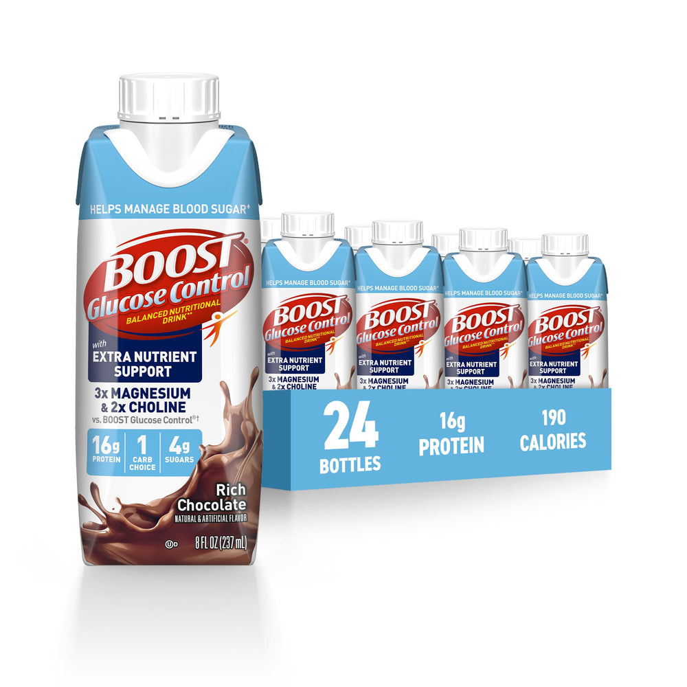 BOOST vista frontal del envase chocolate mostrando formato listo para tomar y conveniencia