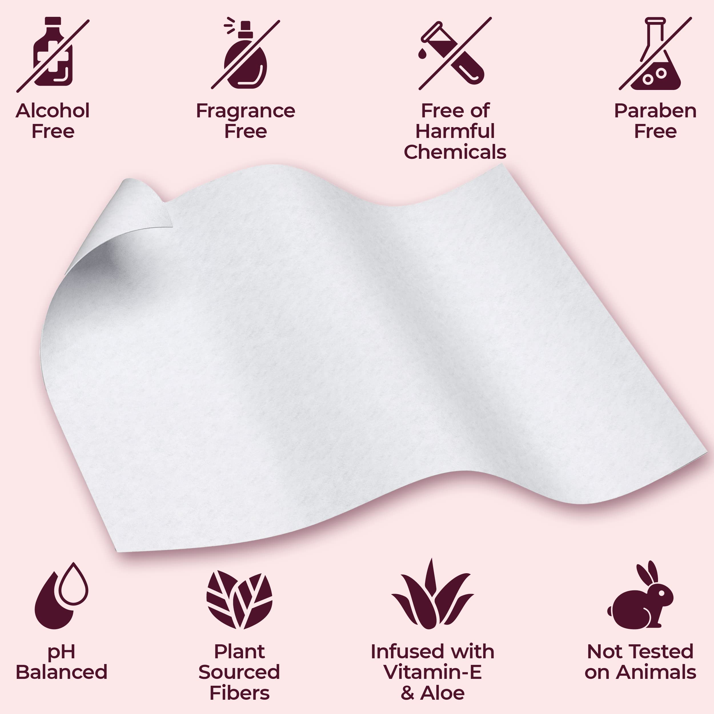 BOOTY WIPES textura en primer plano con aloe visible, suavidad protectora