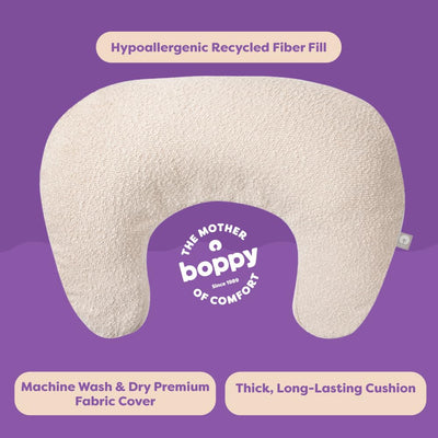 Boppy luxe cover zip detail showing removable, machine-washable convenience