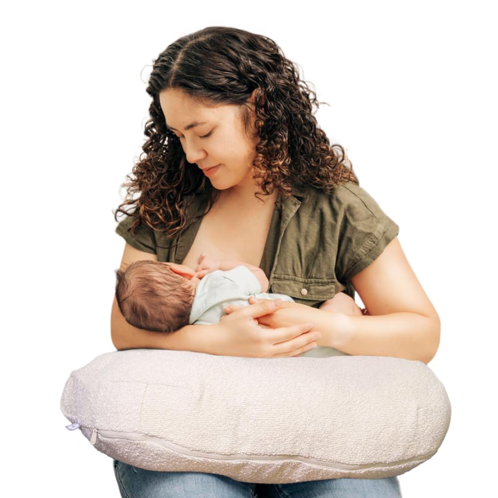 Boppy nursing pillow luxe front view showing ergonomic shape and support