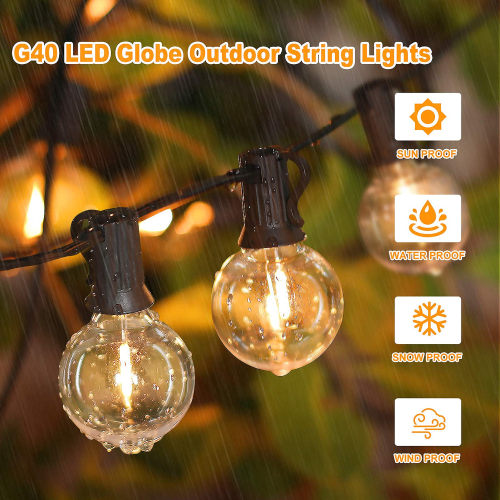 Bosceos string lights installed over patio creating cozy outdoor ambiance