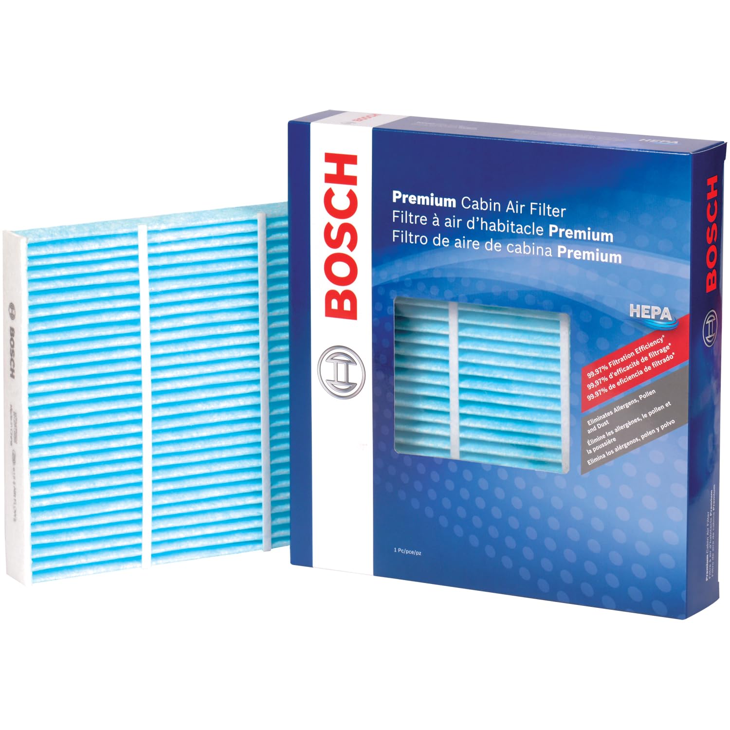 Bosch filtro 6040C frente y empaque mostrando compatibilidad y protección