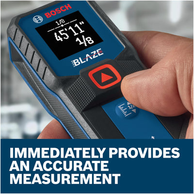 Bosch GLM100 side grip detail showing slim profile and ergonomic handling