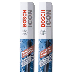 Bosch ICON front packaging showing the two-blade set and clear branding, durable replacement
