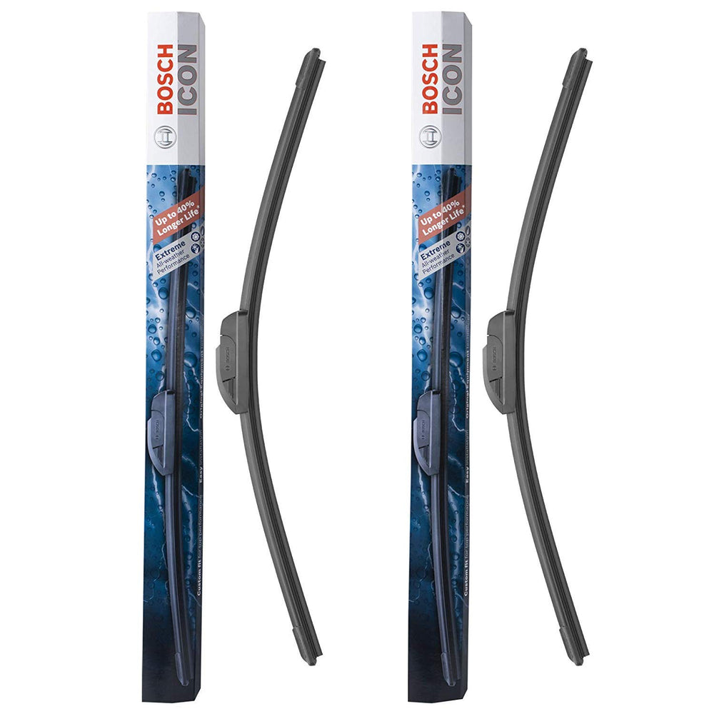 Bosch ICON spoiler and tension spring close-up showing secure downforce at higher speeds
