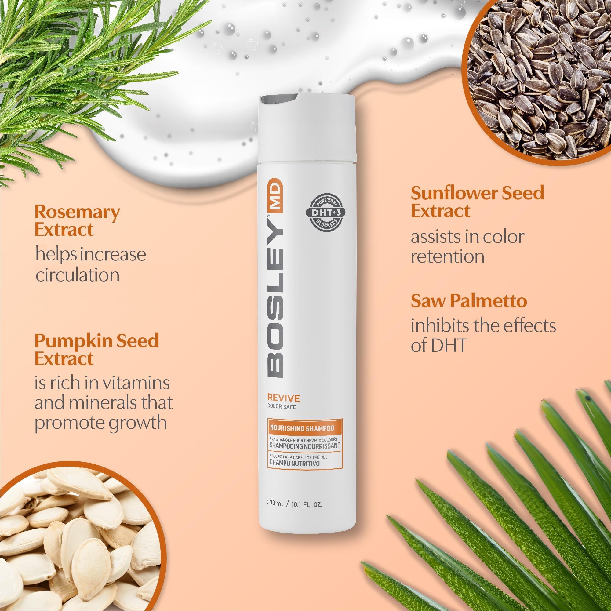 BosleyMD ingredientes biotina romero saw palmetto reforzando fibra capilar