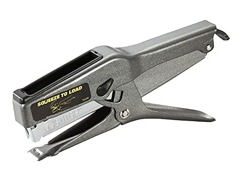 Bostitch grapadora en uso uniendo una pila de hojas con potencia