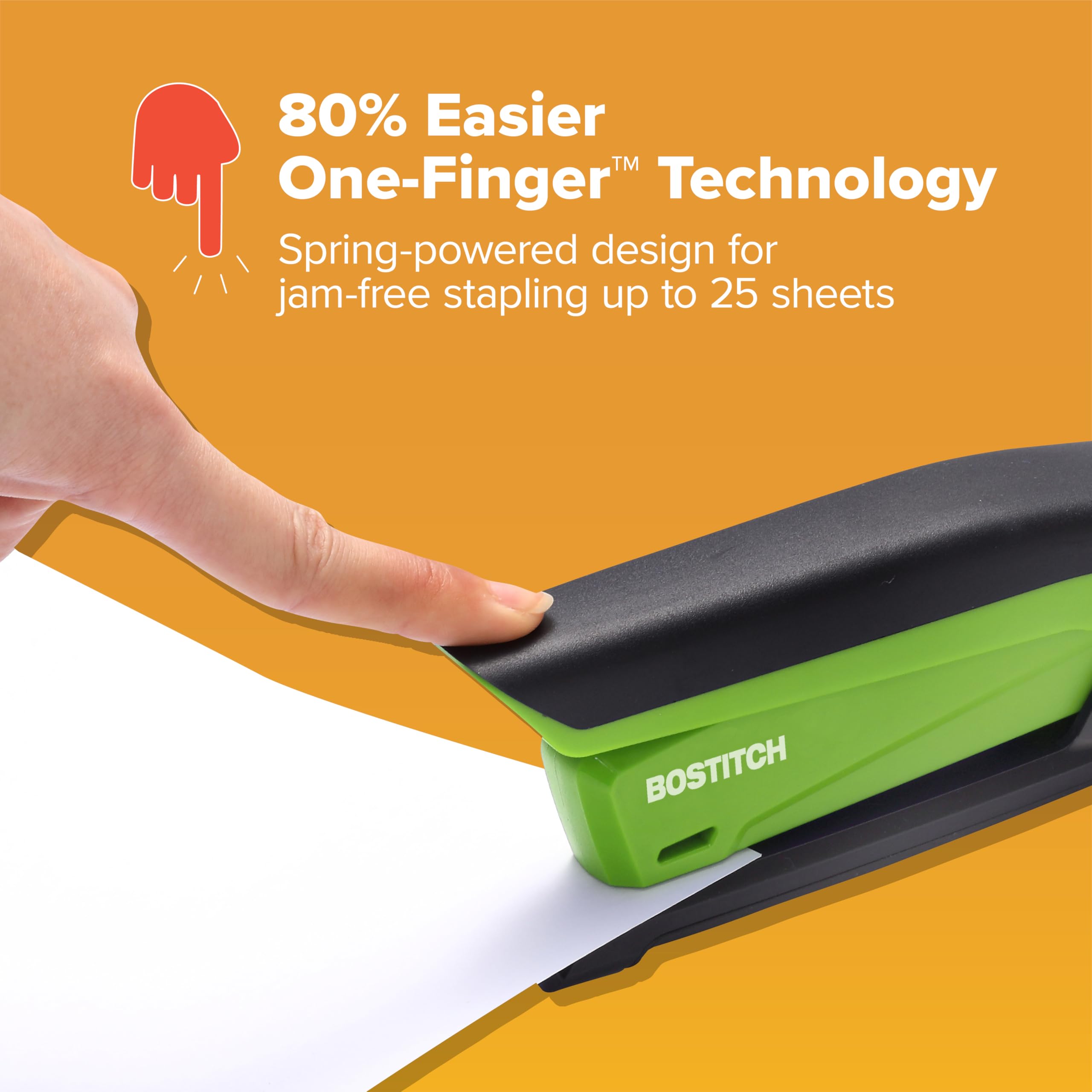 Bostitch primer plano del agarre suave, comodidad para grapar con una sola mano
