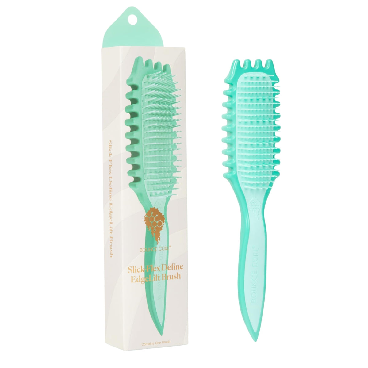 Bounce Curl cepillo frontal en teal, diseño ergonómico y control fácil