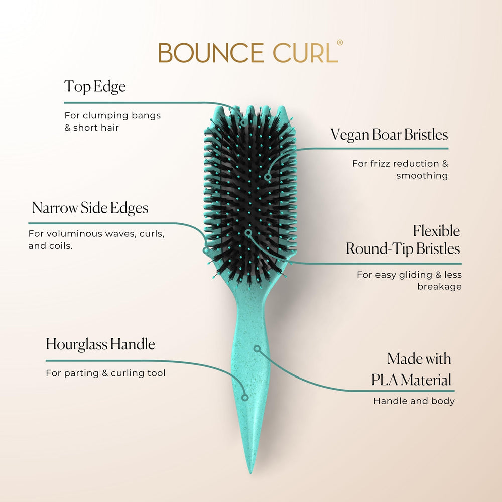 Bounce Curl close-up of vegan boar and flexible bristles for smooth, defined curls