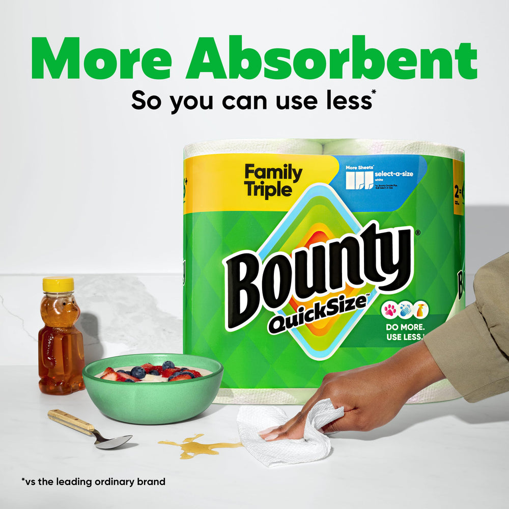 Bounty hoja Quick Size siendo rasgada para uso controlado