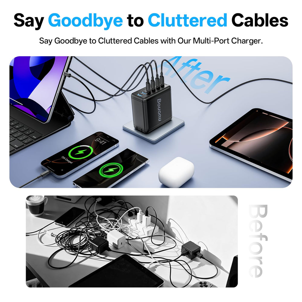 Bouonu primer plano de cable USB‑C incluido para carga rápida fiable