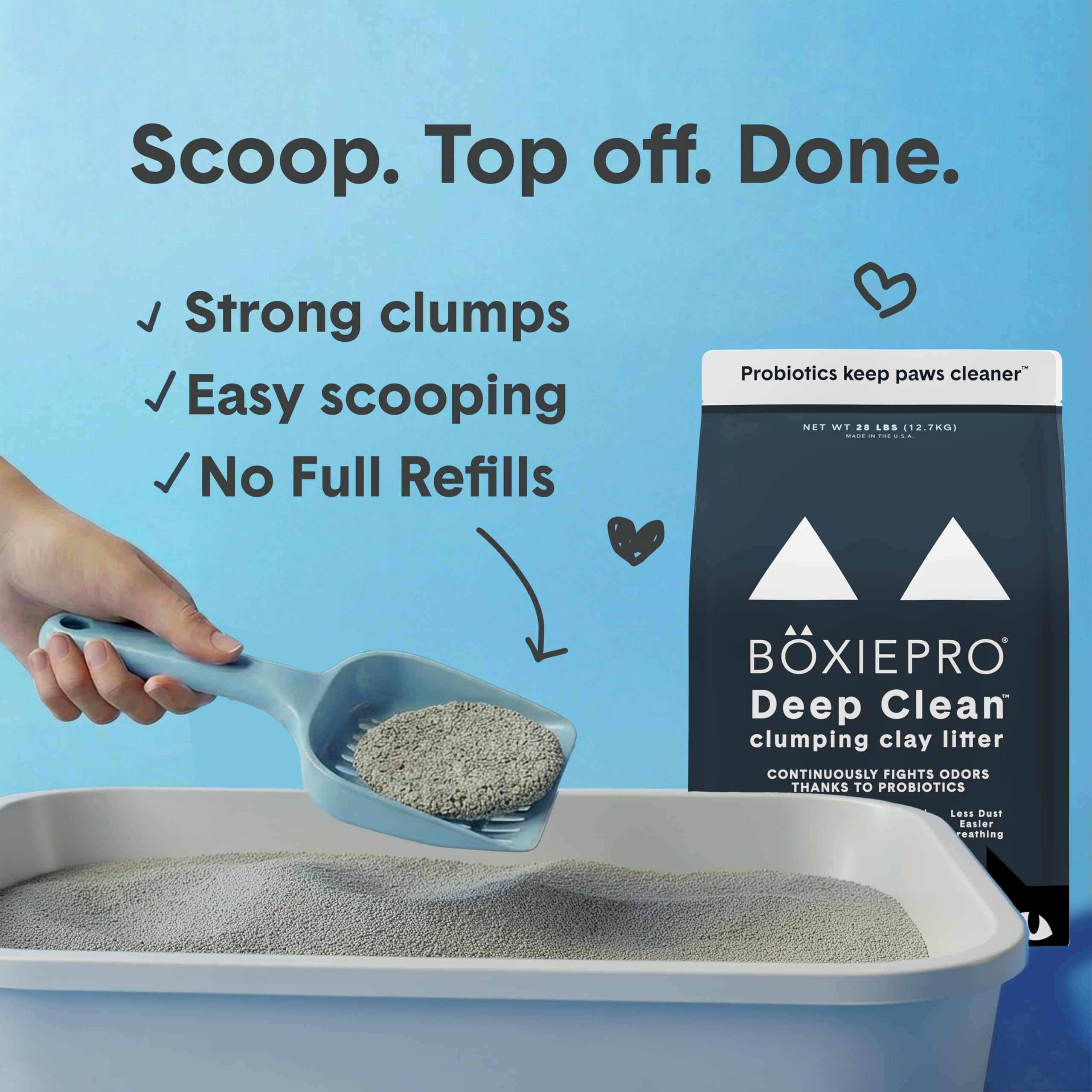 BoxiePro bag label detail highlighting probiotic formula and ingredient clarity benefit