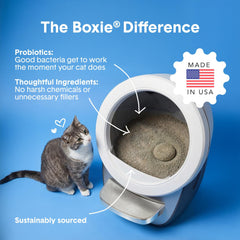 BoxiePro Bot paquete 16 lb junto a mano para escala y ahorro