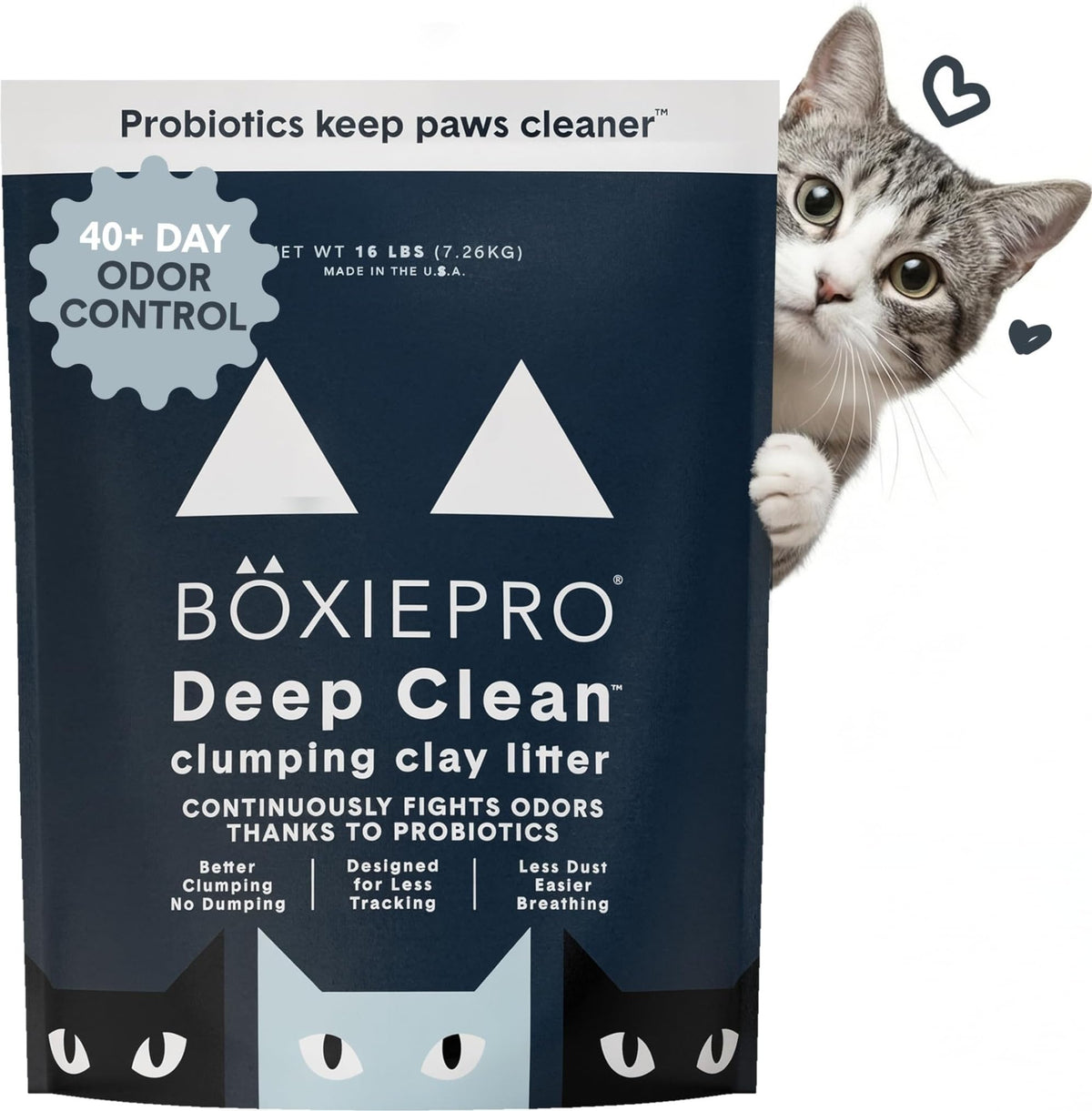 BoxiePro front packaging showing 16 lb bag and clean branding benefit