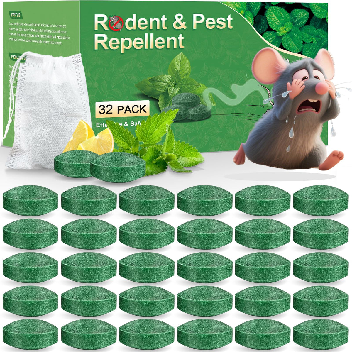 BOZFLY empaque frontal mostrando 32 bolitas y beneficio de control natural