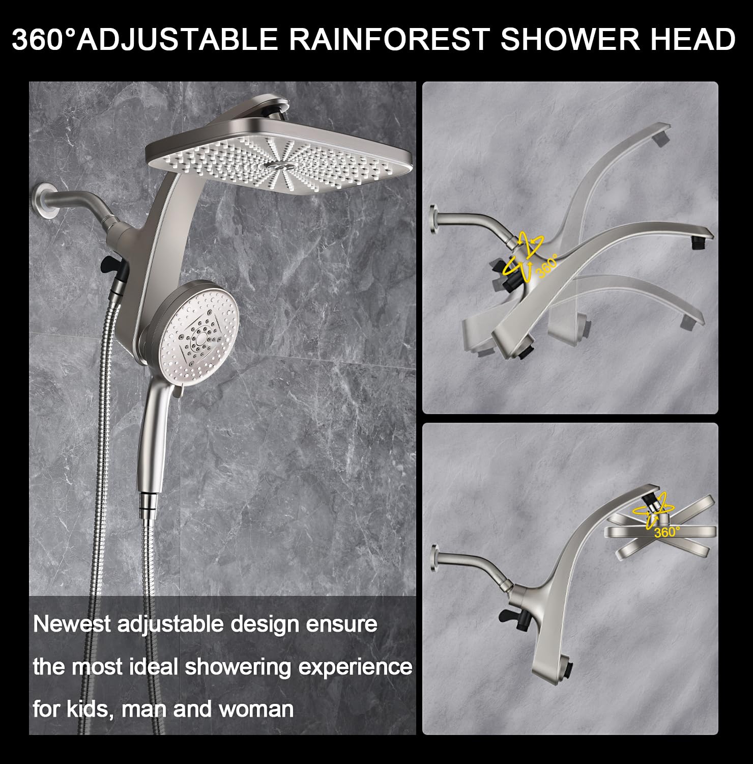 BOZYBO installed dual shower with overhead and handheld, provides flexible showering