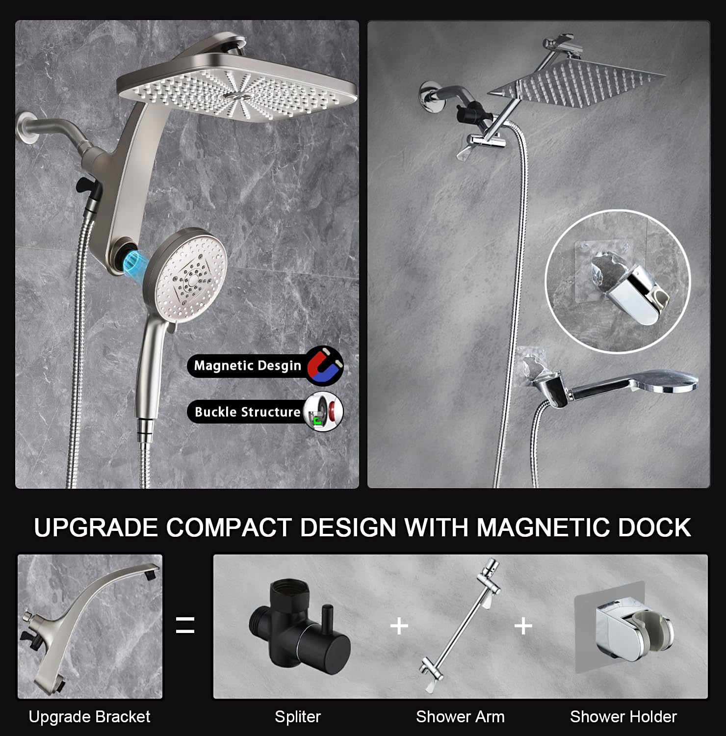 BOZYBO stainless steel hose and G1/2 connector, enables durable leak-free connection