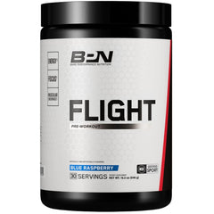 BARE PERFORMANCE NUTRITION front label showing blue raspberry flavor and benefits
