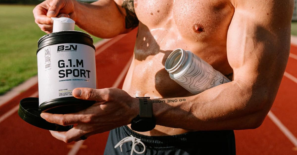 BARE PERFORMANCE NUTRITION comparación de tamaño con 25 porciones visibles