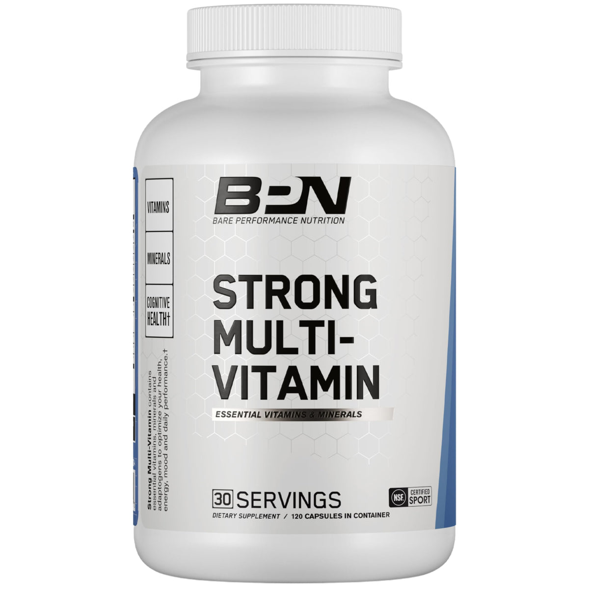BARE PERFORMANCE NUTRITION frasco frontal mostrando etiqueta clara y beneficios