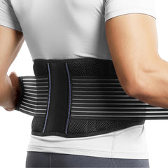 BraceUP vista frontal del cinturón lumbar mostrando ajuste y perfil bajo