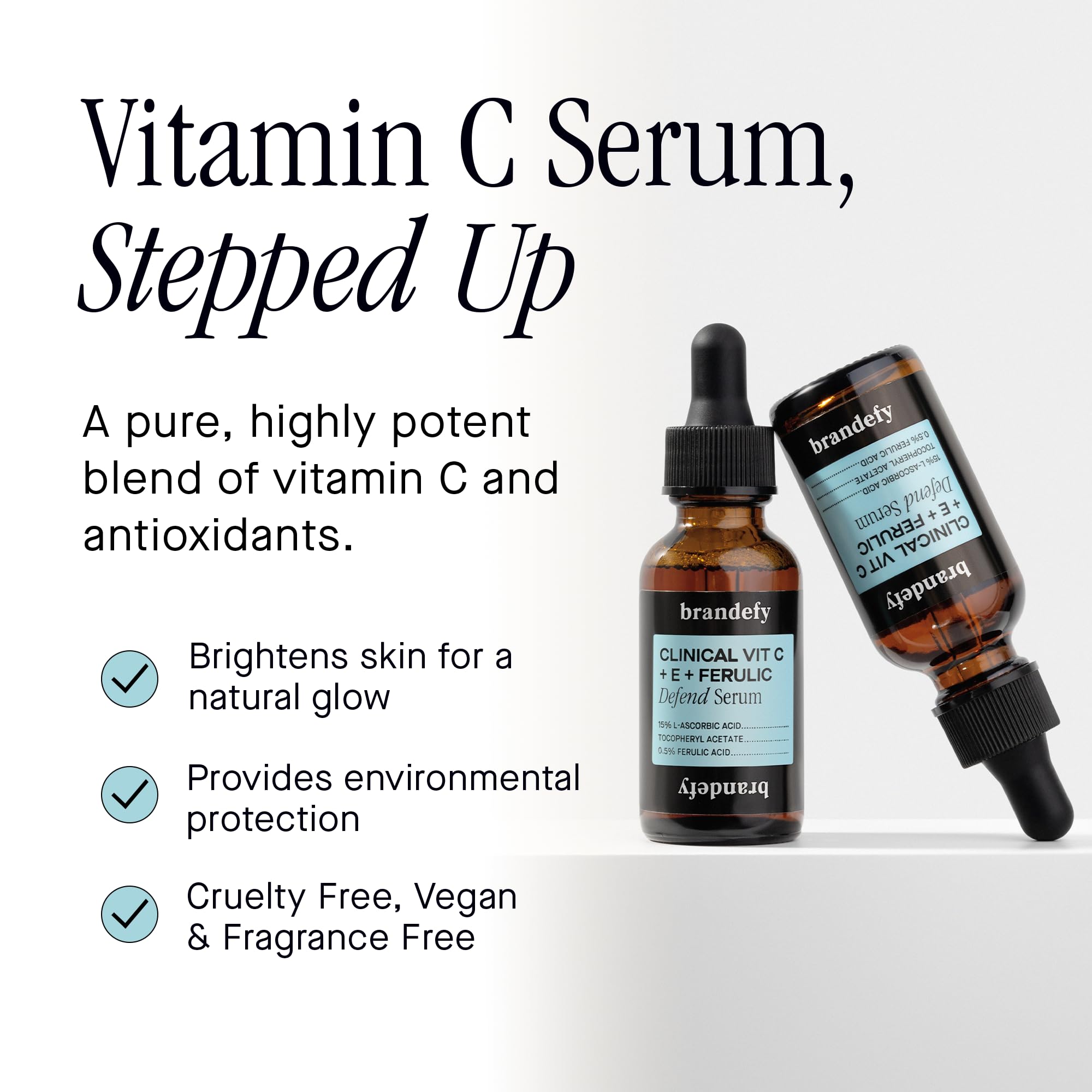 Brandefy dropper dispensing serum, highlights controlled application benefit