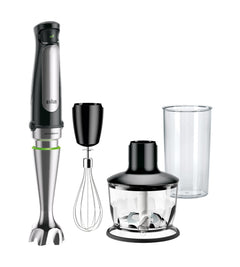 Braun MultiQuick 7 front view showing wand and motor for powerful blending