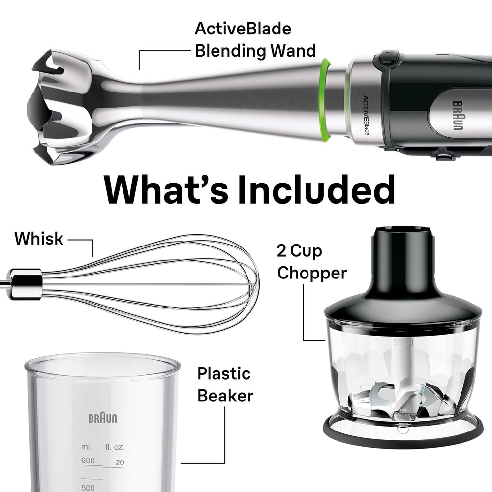 Braun product packaging label highlighting features and included accessories