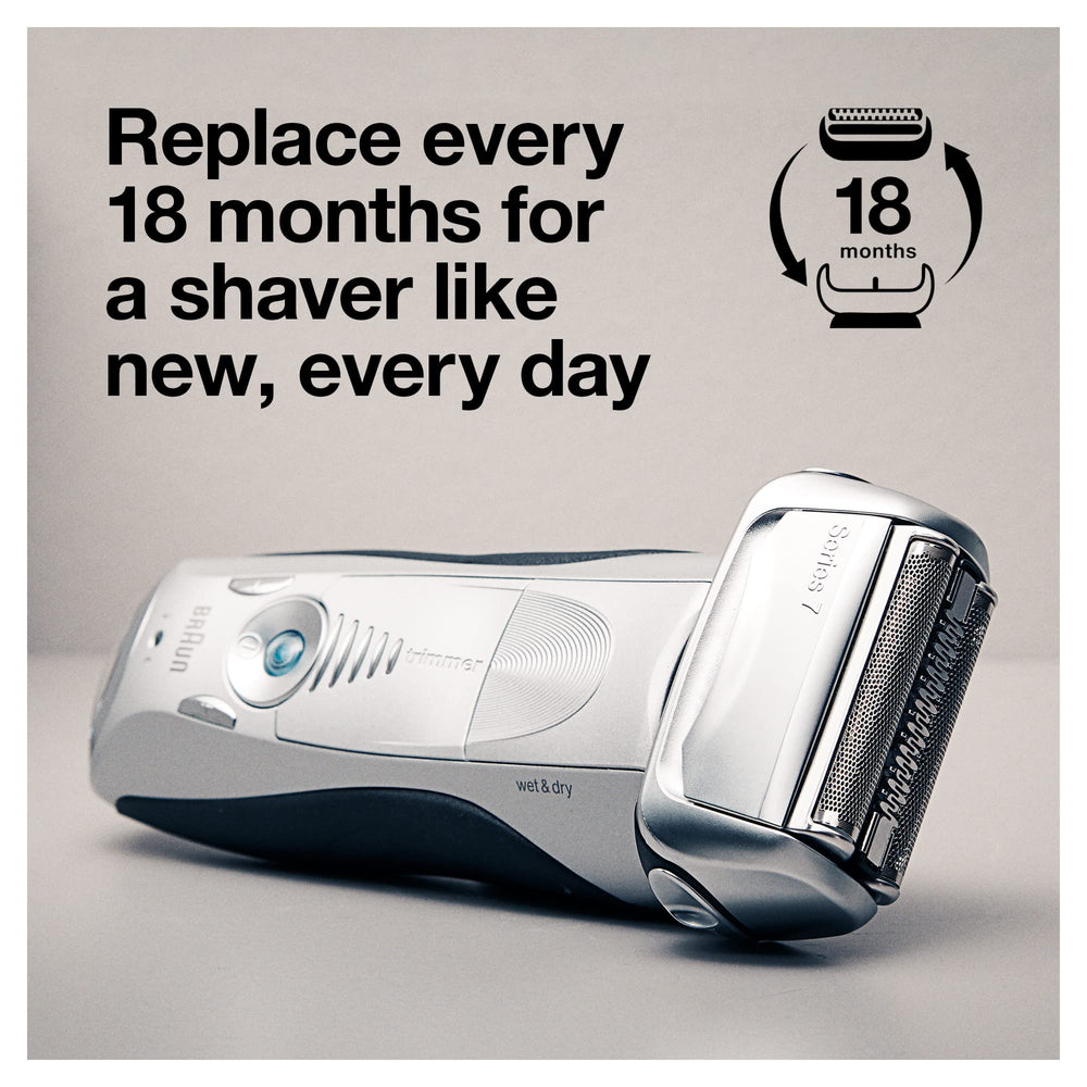 Braun replacement head installed on Series 7 shaver for quick fit