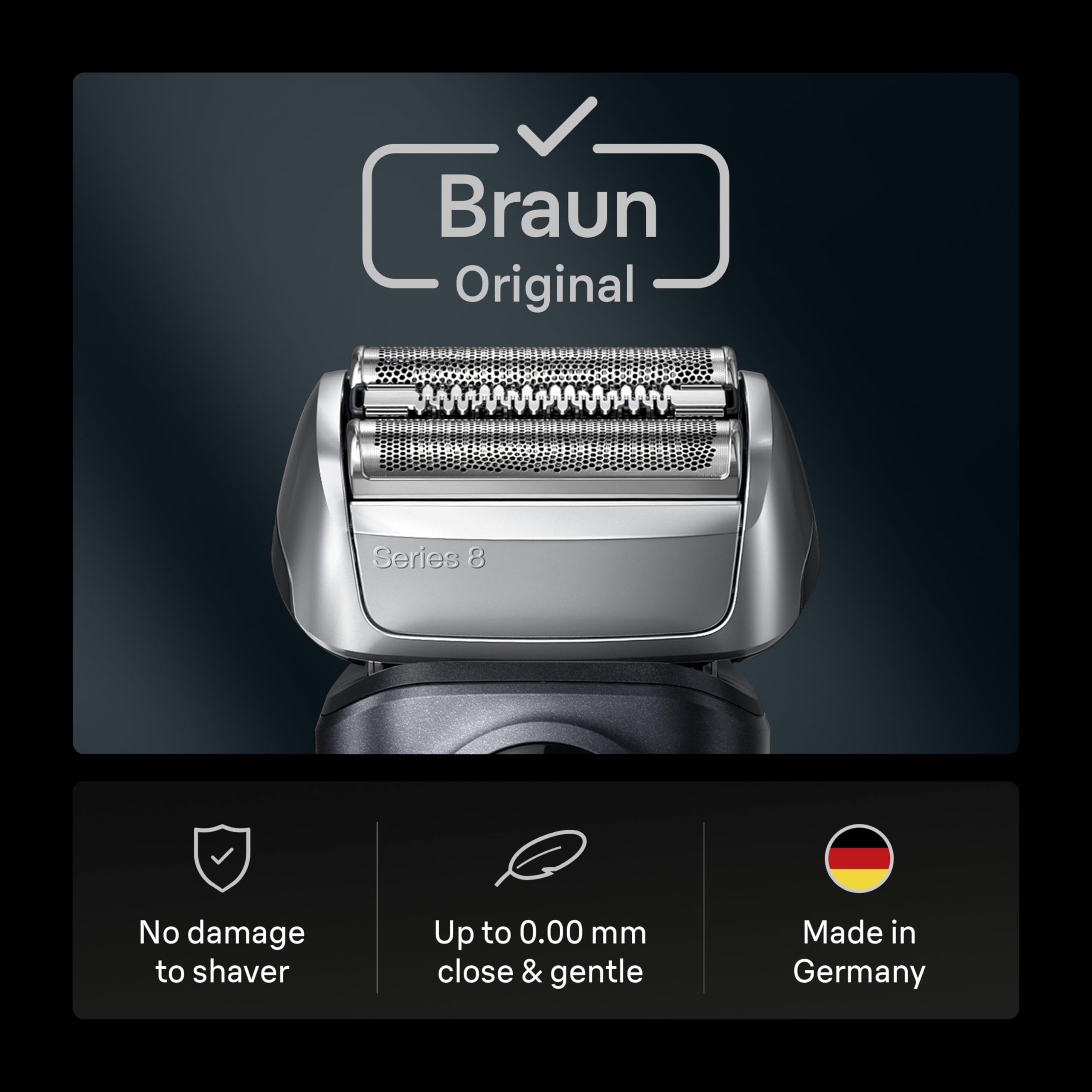 Braun Series 8 83M detalle de láminas que mejora el afeitado cercano