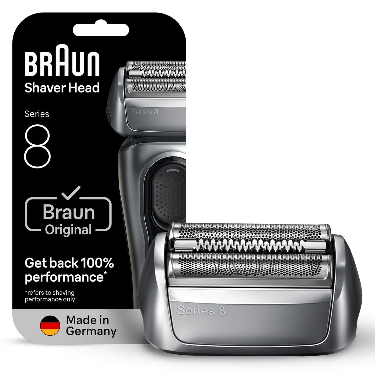 Braun Series 8 83M frontal mostrando diseño plateado y ajuste preciso
