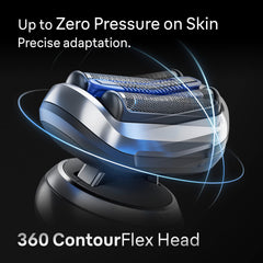 Braun Series 7 contourflex head demonstrating pivoting action for precise contact